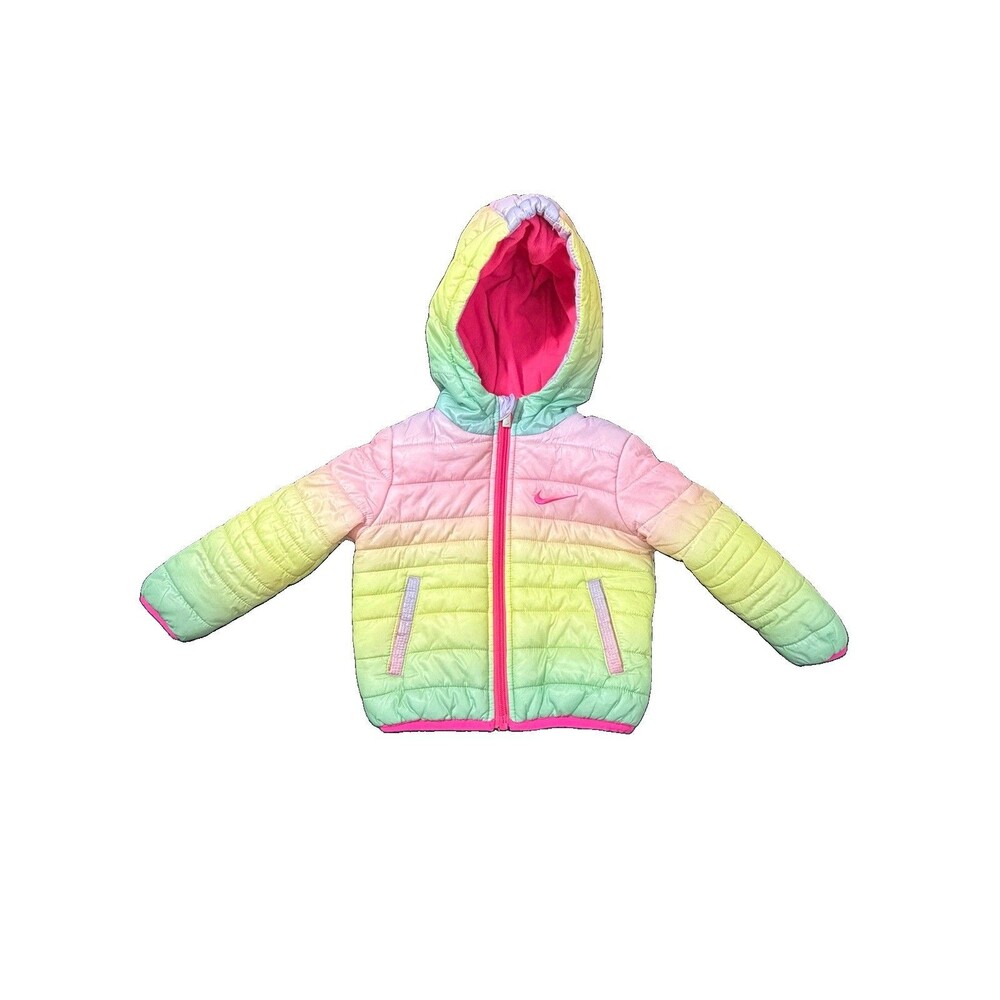 Nike Puffer Jacket Toddler Kids 12M Multicolor Rainbow Ombre Hooded